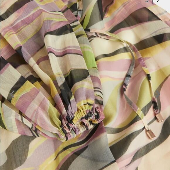 TED BAKER Zeenaa Blouson Sleeve Mini Dress Size 0 - US 00 - Picture 3 of 10